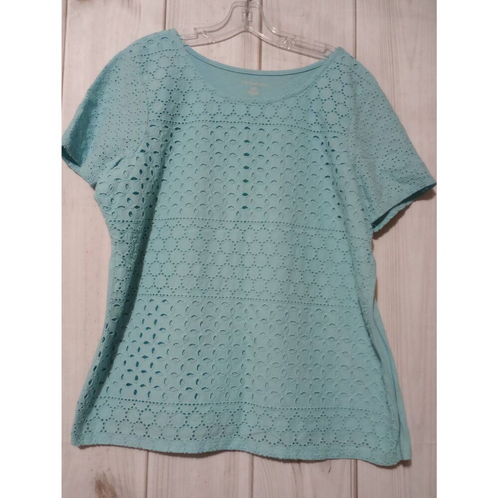 GH Bass & Co Shirt Ladies 2xl Blue Lace Overlay